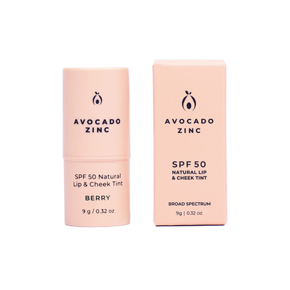 Avocado Zinc SPF 50 Natural Lip & Cheek Tint with Broad Spectrum Sun Protection