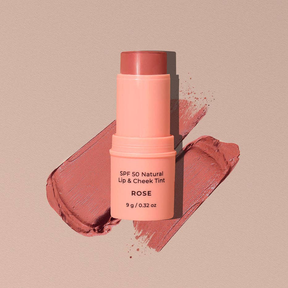 SPF 50 Natural Lip & Cheek Tint: Rose Avocado Zinc