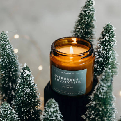 Evergreen + Eucalyptus - Mini Amber Jar Soy Candle Calyan Wax Co.