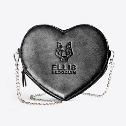 ELLIS BROOKLYN BLACK HEART BAG WITH CHAIN STRAP Ellis Brooklyn