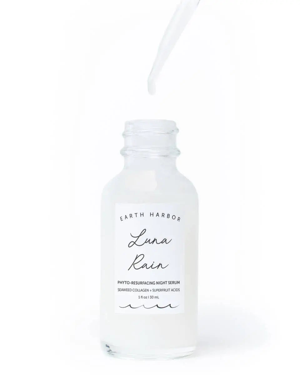 LUNA RAIN Night Serum: Superfruit Acids + Seaweed Collagen Earth Harbor Naturals