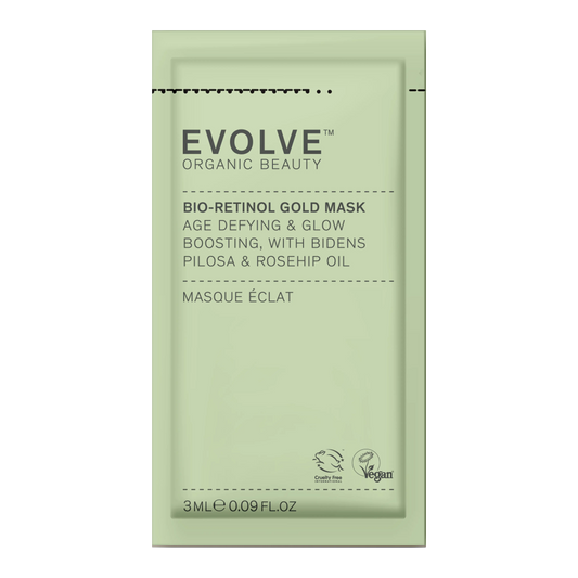 Bio-Retinol Gold Face Mask- 3ml ORDER IN 25 INCREMENTS ONLY Evolve Organic Beauty